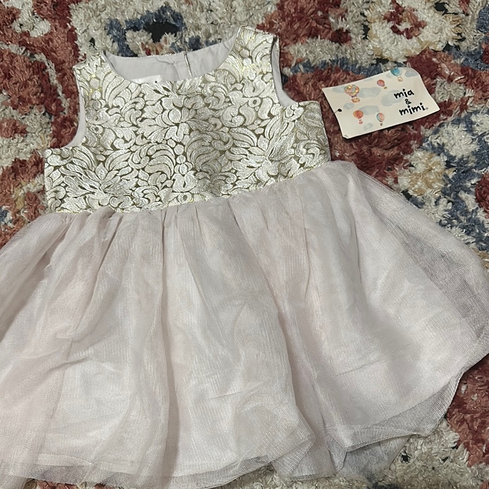 Cream and Pink Formal Kids Dress